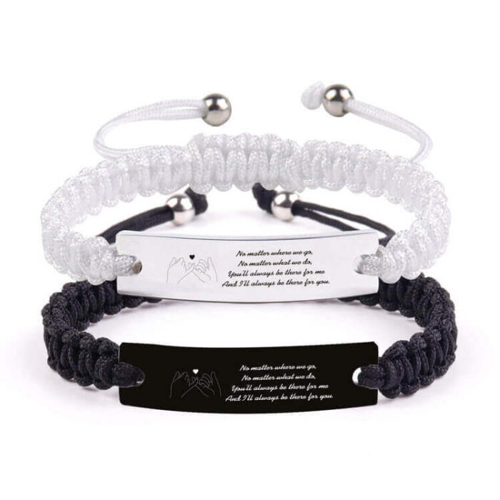 Customized Handmade Braided Stainless Steel Couple Bracelet - Image 5