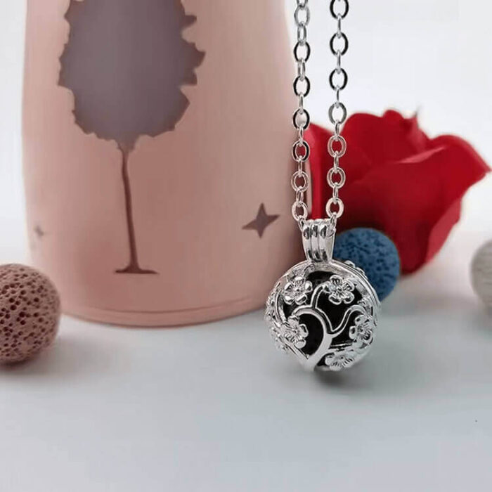 Custom Perfume Cage with Natural Lava Stone Aromatherapy Diffuser Locket Necklace