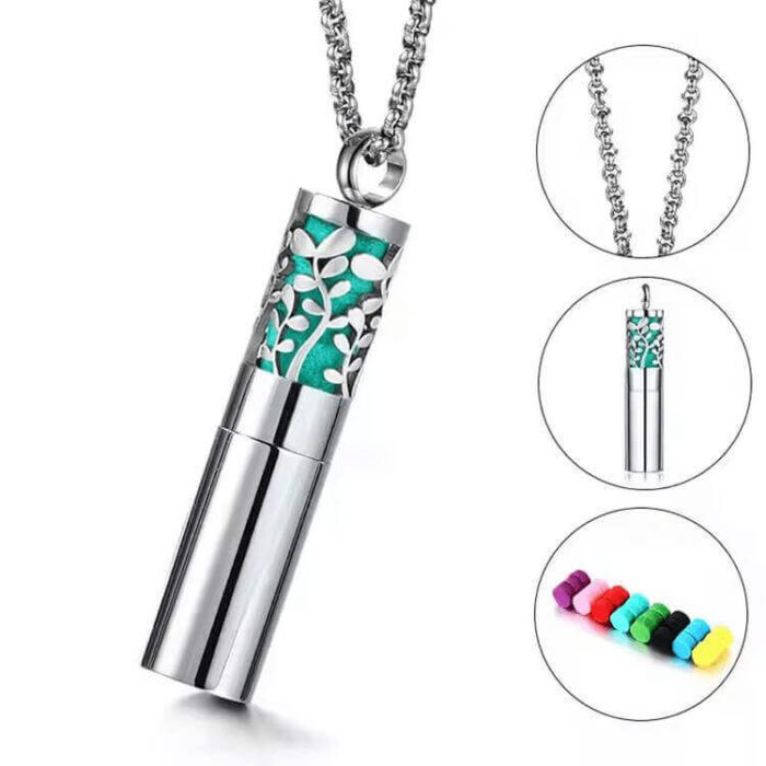 Wholesale Stainless Steel Cylinder Aromatherapy Essential Oil Diffuser Locket Necklace