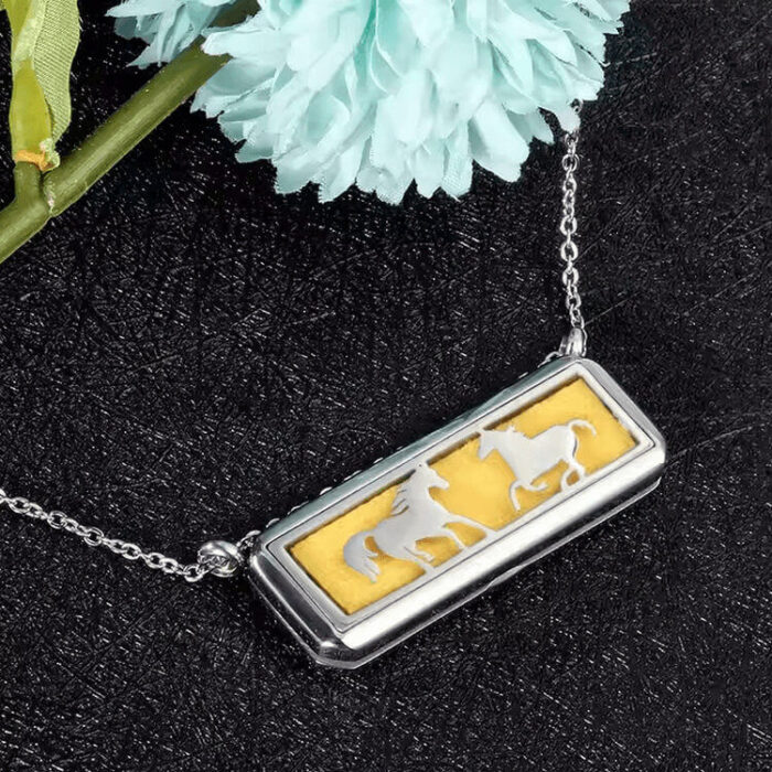 Personalized Scent Jewelry Rectangle Stainless Steel Aromatherapy Diffuser Essential Oil Necklace - Image 4