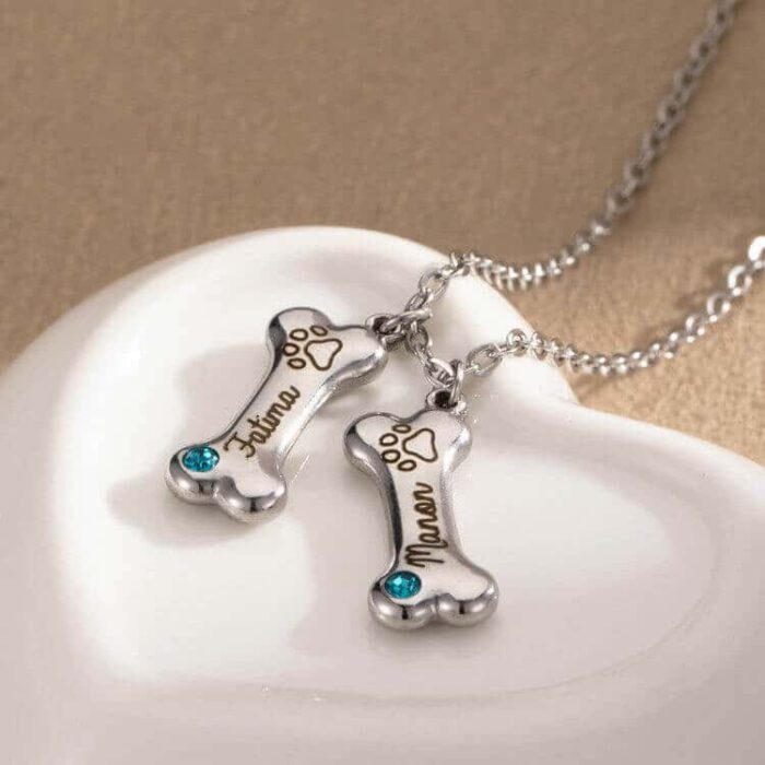 Custom Stainless Steel Pet Name Necklace – Wholesale Personalized Bone Pendant - Image 3