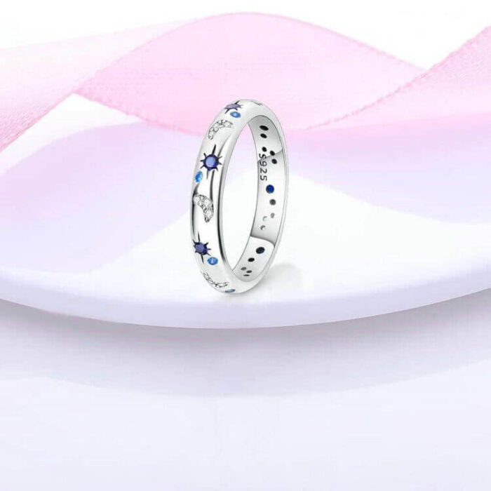 Custom S925 Sterling Silver Star and Moon Ring – Elegant Celestial Jewelry for Wholesale - Image 3