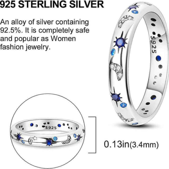 Custom S925 Sterling Silver Star and Moon Ring – Elegant Celestial Jewelry for Wholesale - Image 2