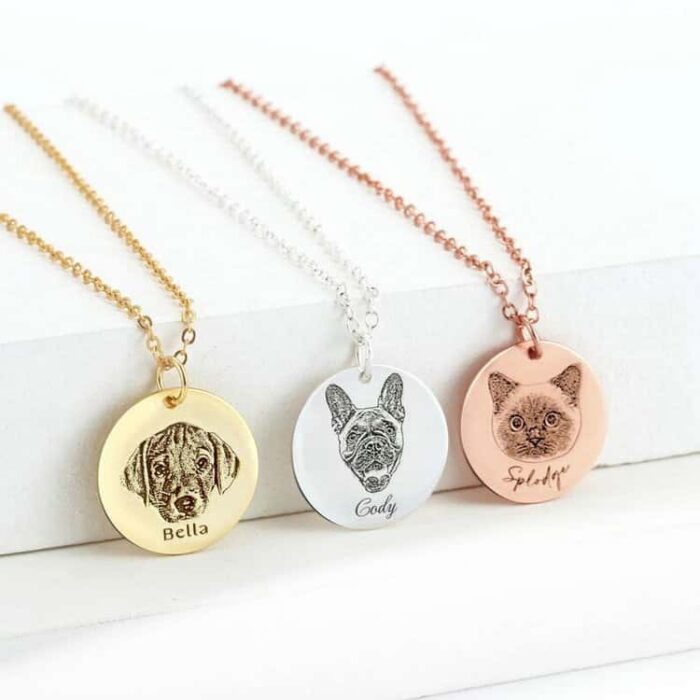 Custom Pet Portrait Necklace – Stainless Steel Engraved Memorial Jewelry for Dog & Cat Lovers | OEM & Wholesale Available - Image 2