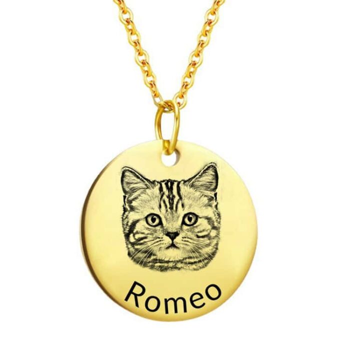 Custom Pet Portrait Necklace – Stainless Steel Engraved Memorial Jewelry for Dog & Cat Lovers | OEM & Wholesale Available