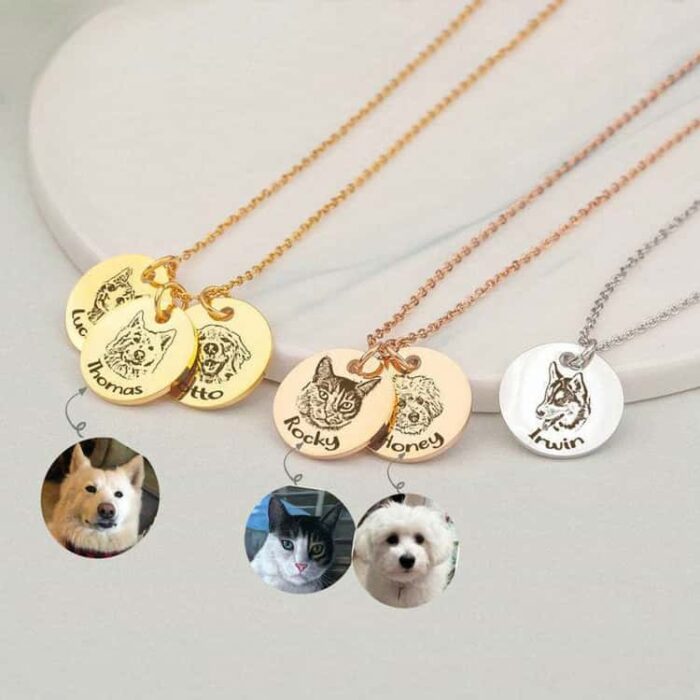 Custom Pet Portrait Necklace – Stainless Steel Engraved Memorial Jewelry for Dog & Cat Lovers | OEM & Wholesale Available - Image 4