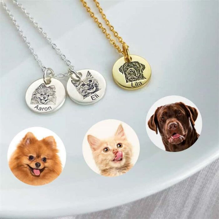 Custom Pet Portrait Necklace – Stainless Steel Engraved Memorial Jewelry for Dog & Cat Lovers | OEM & Wholesale Available - Image 3