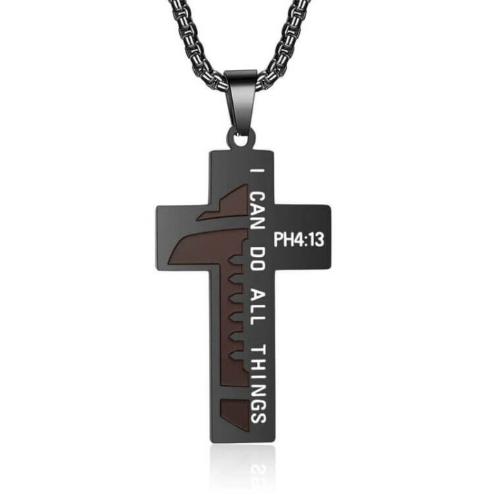 Personalized Sports Jewelry Custom Stainless Steel Cross Football Necklace