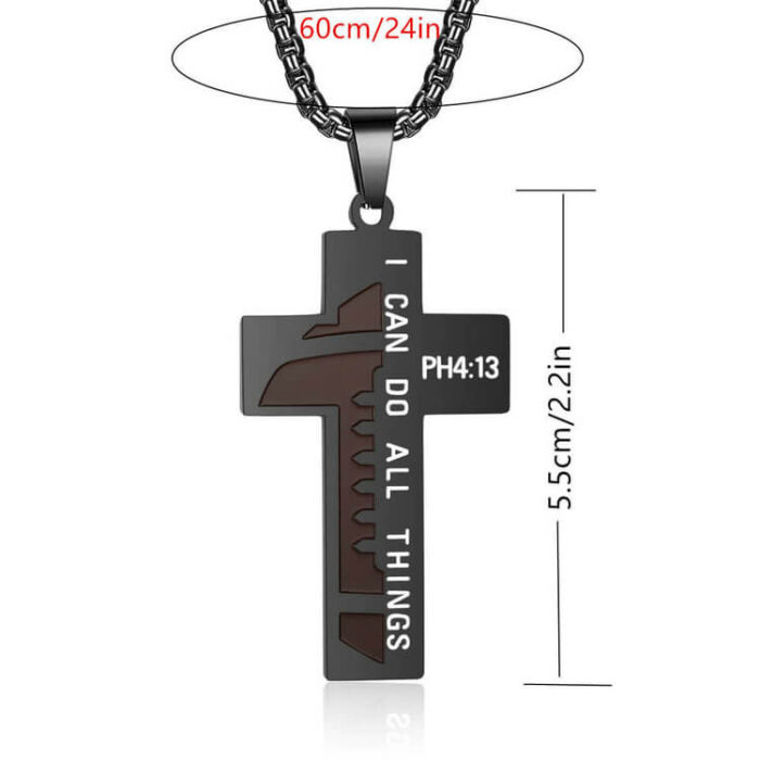 Personalized Sports Jewelry Custom Stainless Steel Cross Football Necklace - Image 2