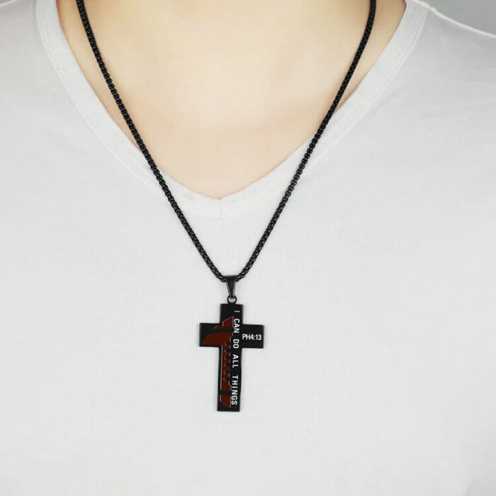 Personalized Sports Jewelry Custom Stainless Steel Cross Football Necklace - Image 6