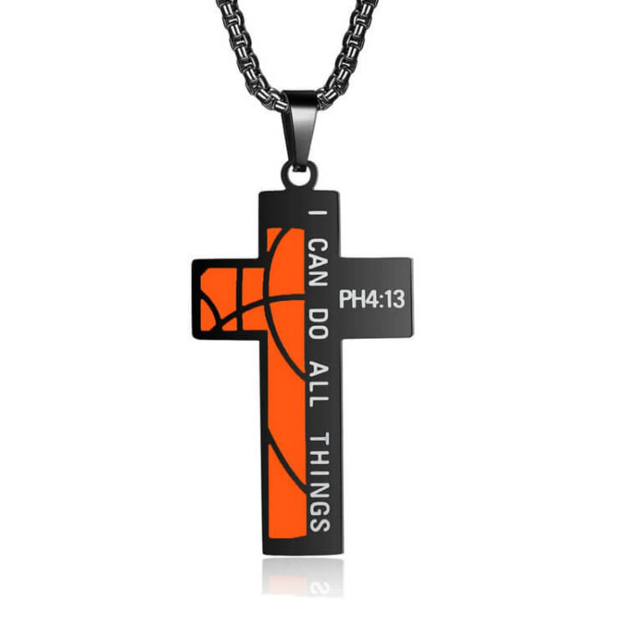 Personalized Sports Jewelry Custom Stainless Steel Cross Football Necklace - Image 7