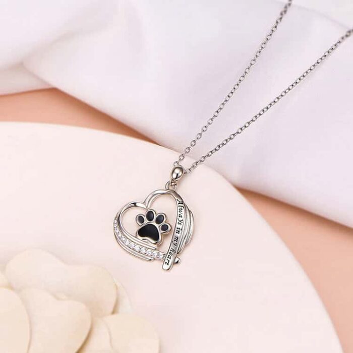 Wholesale Pet Jewelry for Pet Lovers S925 Sterling Silver Pawprint Necklace - Image 3