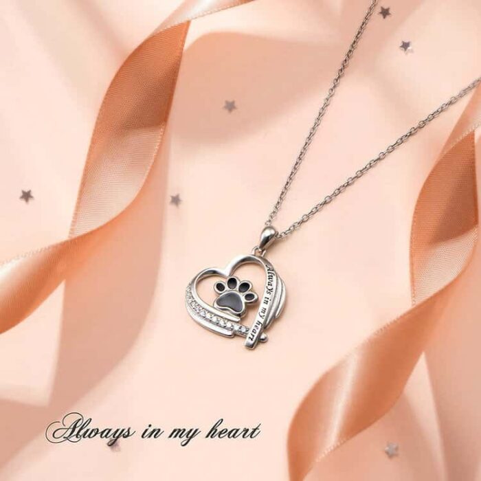 Wholesale Pet Jewelry for Pet Lovers S925 Sterling Silver Pawprint Necklace - Image 4