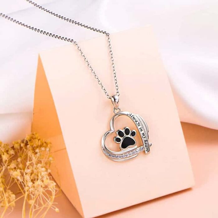 Wholesale Pet Jewelry for Pet Lovers S925 Sterling Silver Pawprint Necklace - Image 5