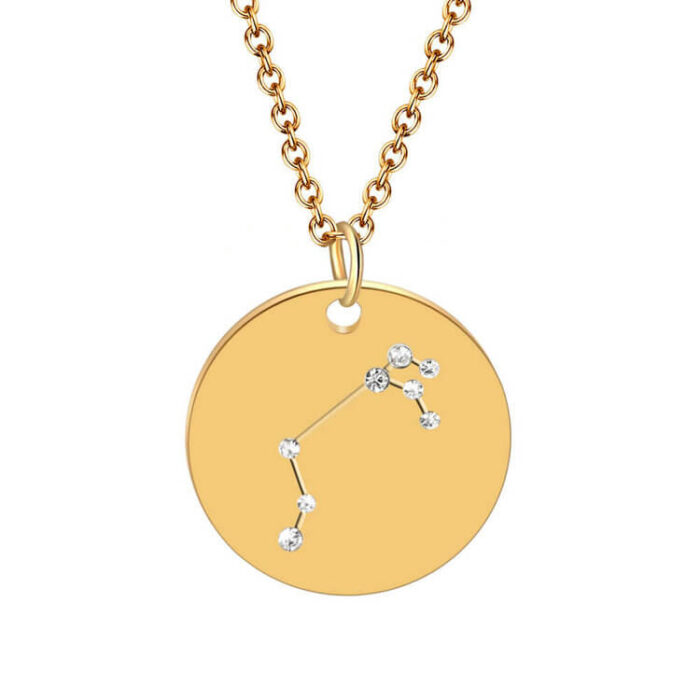 Customized Zodiac Jewelry Stainless Steel Round Disco Constellation Necklace - Image 2