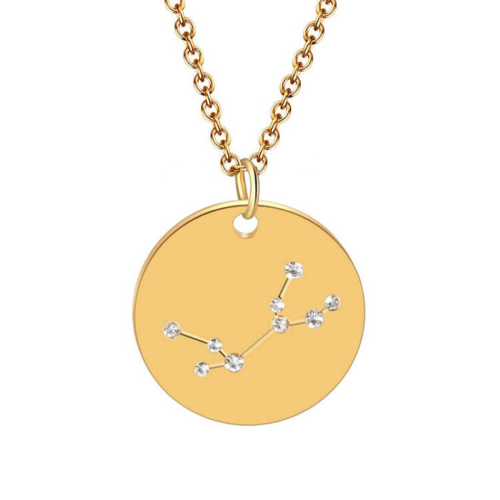 Customized Zodiac Jewelry Stainless Steel Round Disco Constellation Necklace - Image 3