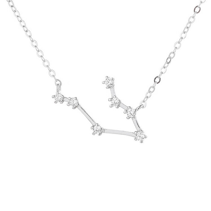 Personalized Zodiac Jewelry Customized S925 Sterling Silver Crystal Constellation Necklace