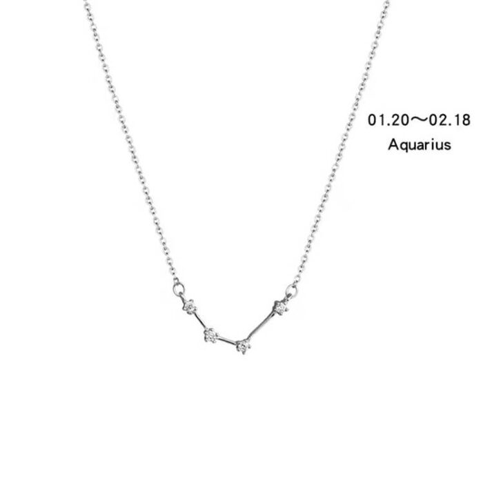 Personalized Zodiac Jewelry Customized S925 Sterling Silver Crystal Constellation Necklace - Image 7